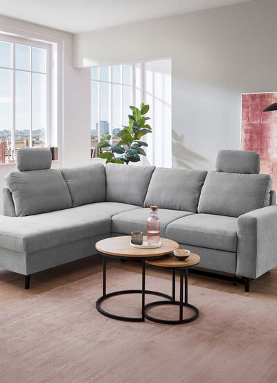 Hoekbank met bedfunctie en voetenbank 