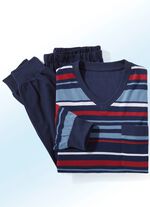 Set van twee pyjama's met V-hals en manchetten 