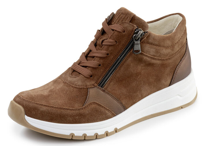 Waldläufer, comfortabele dameslaarzen, breedte H, met uitneembaar voetbed COGNAC