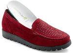 Waldläufer mocassinpantoffels met glitterapplicaties ROBIJNROOD