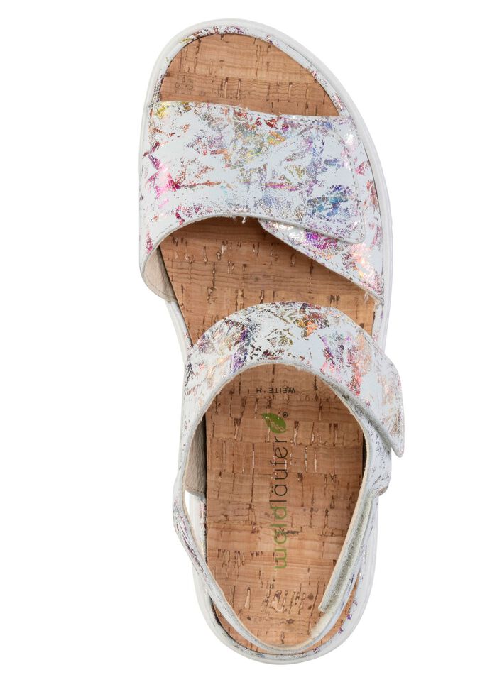 Ranger sandaal van glanzend geprint nubuckleer ECRU-KLEURRIJK