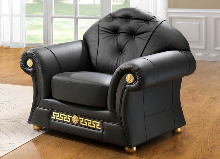 Gestoffeerd meubel met echt leren bekleding die overal in de kamer geplaatst kan worden ZWART