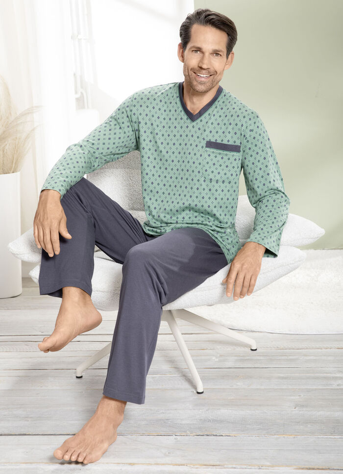 Pyjama met V-hals en open uiteinden 