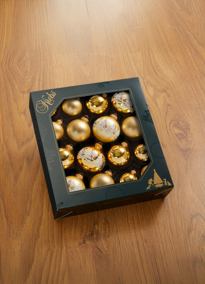 16-delige glazen kerstballen GOLD