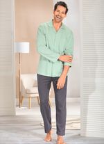 Pyjama met doorknoopsluiting en open manchetten 