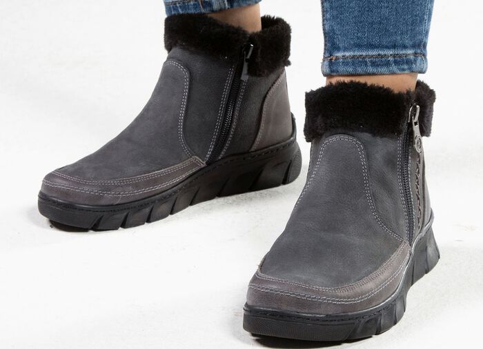 ELENA EDEN laarsje met zwarte pluche kraag GRIJS