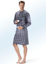 Nachthemd met knopsluiting, borstzakje en lange mouwen met manchetten