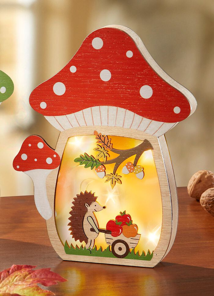 Verlicht paddestoelhuis, werkt op batterijen ROOD-GROEN