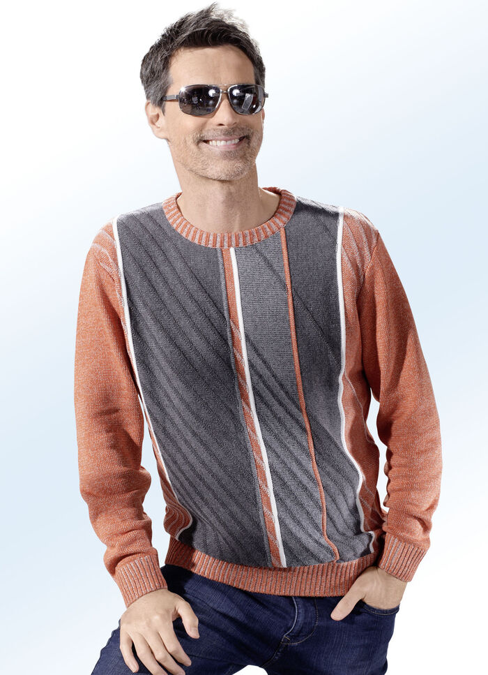 Trui met ronde hals in 2 kleuren TERRACOTTA-MEL