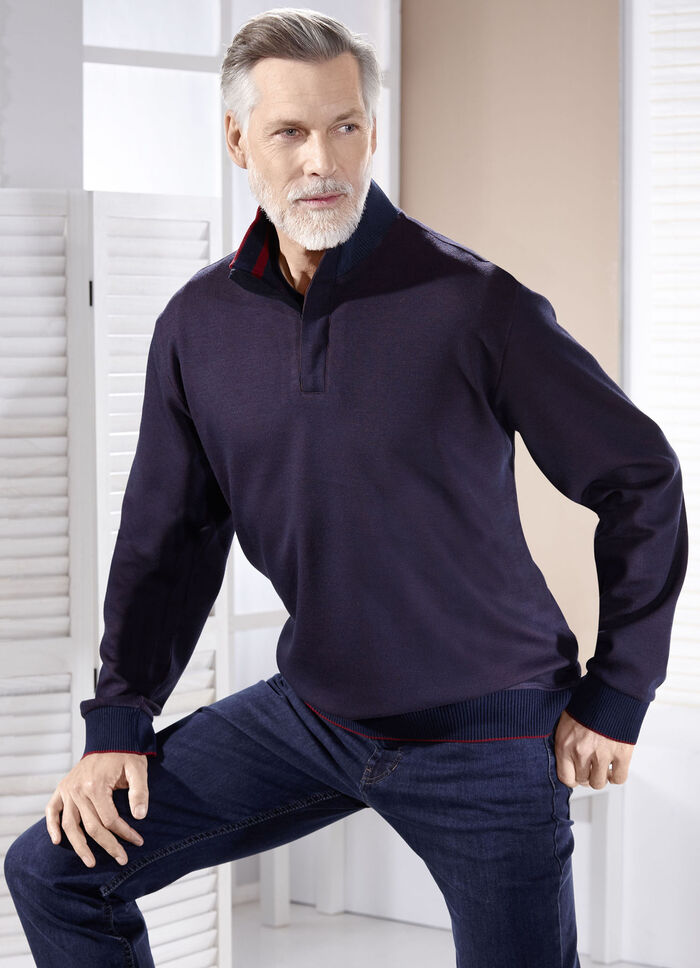 Overhemd met opstaande kraag in 3 kleuren MARINEBLAUW-BORDEAUXROOD