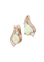 Oorbellen met echt opaal en synth. zirkonia 
