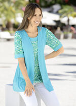 2-delige set in sluitingloze vorm in 2 kleuren TURKOOIS-GROEN-ECRU