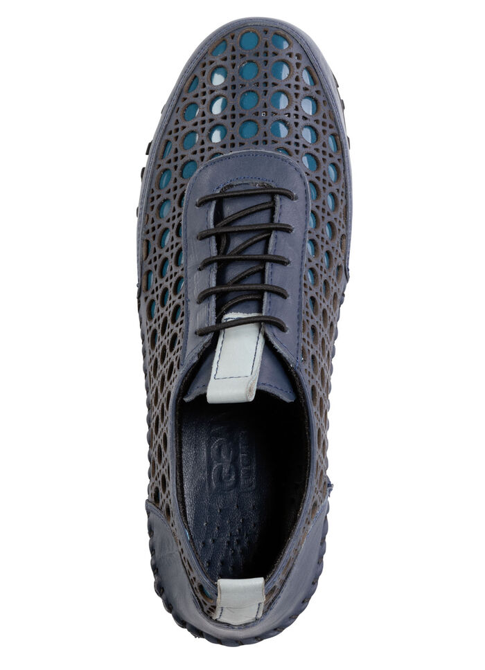 Gemini veterschoen van geperforeerd nappaleer BLAUW