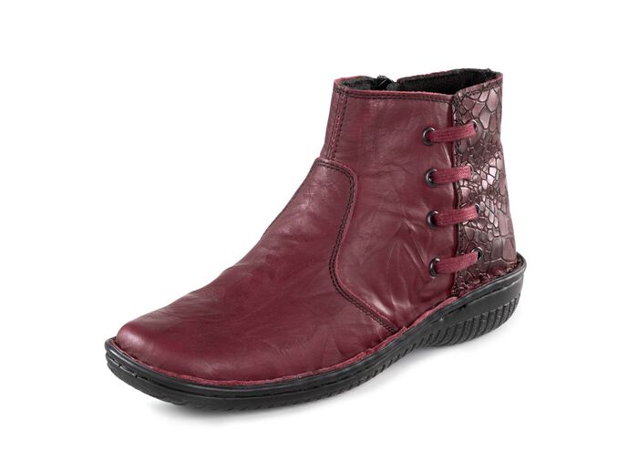 ELENA EDEN laarsje met gekreukelde structuur BORDEAUXROOD