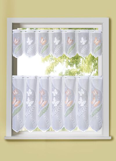 Jacquard kort gordijn met vlindermotief 
