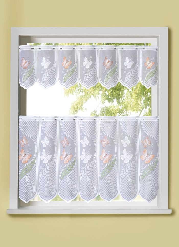 Jacquard kort gordijn met vlindermotief 