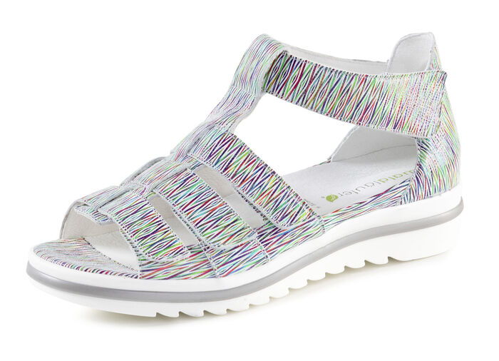 Waldläufer, comfortabele damessandalen, breedte H, met uitneembaar voetbed WIT-BONTE