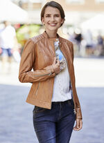 Korte leren jas met binnenzak 