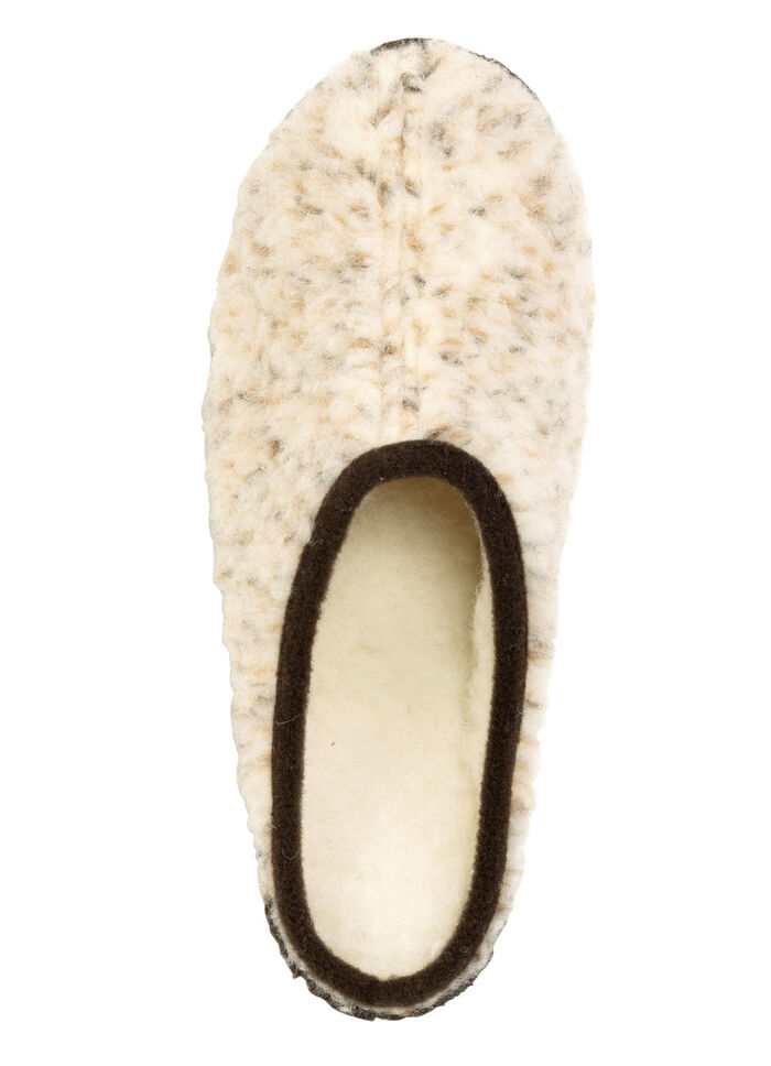 Pantoffel van gespikkeld wolpluche BEIGE-BRUIN