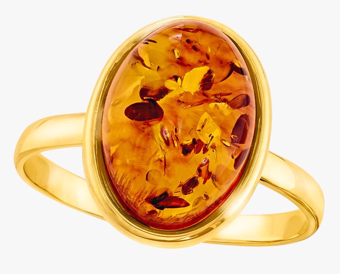 Klassieke damesring met echte barnsteen 