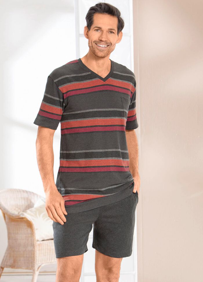 Shorty met V-hals en gestreept ontwerp 
