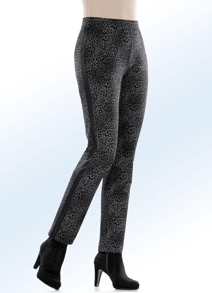 Broek in het actuele Leo-design GRIJS-ZWART
