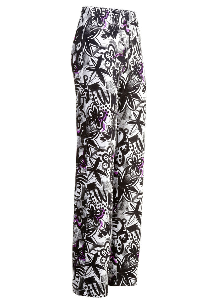 Broek met glanzende gekleurde inkjetprint 