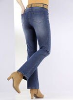 Jeans met licht uitlopende pijpen DONKERBLAUW