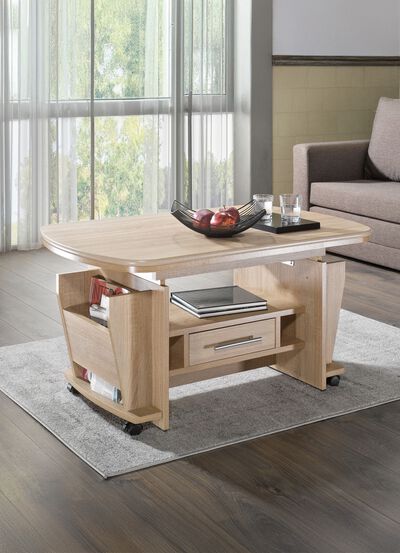 Salontafel, tevens in hoogte verstelbaar en uitschuifbaar 