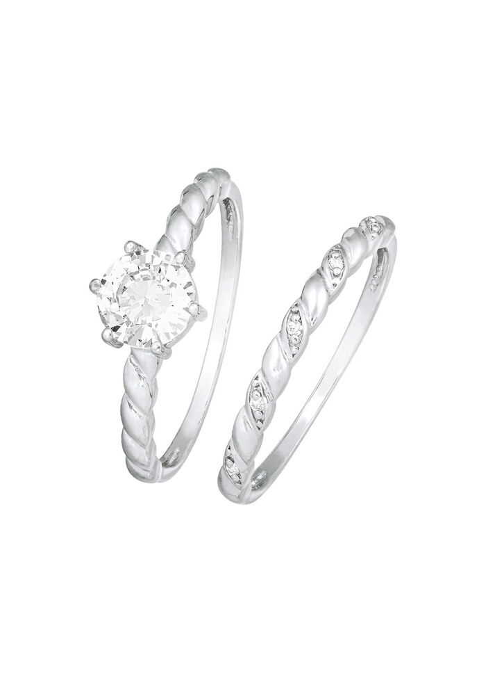 2-delige ringset met synth. zirkonia 