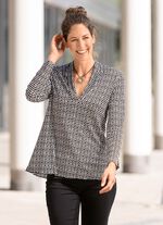 Shirt in licht uitlopende vorm in 2 kleuren ZWART-ECRU