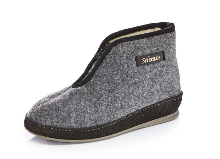 Ademende damespantoffels met rits GRIJS-ZWART