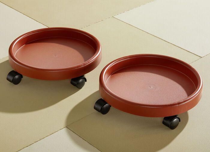 Plantrollers, set van 2, op stevige wielen TERRACOTTA