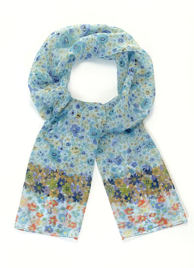 Sjaal met fantasie bloemenmotief 