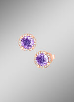 Sprankelende oorknopjes met echte amethist en echte witte topaas