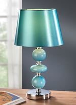 Stijlvolle keramieken tafellamp met kap van textiel TURQUOISE-CHROOM