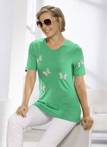 Shirt met interessante parel- en strass-versiering in 2 kleuren GROEN