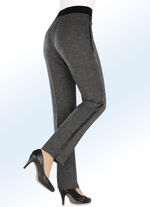 Prachtige tweed-broek met sierband met imitatie-nappaleer ANTRACIET