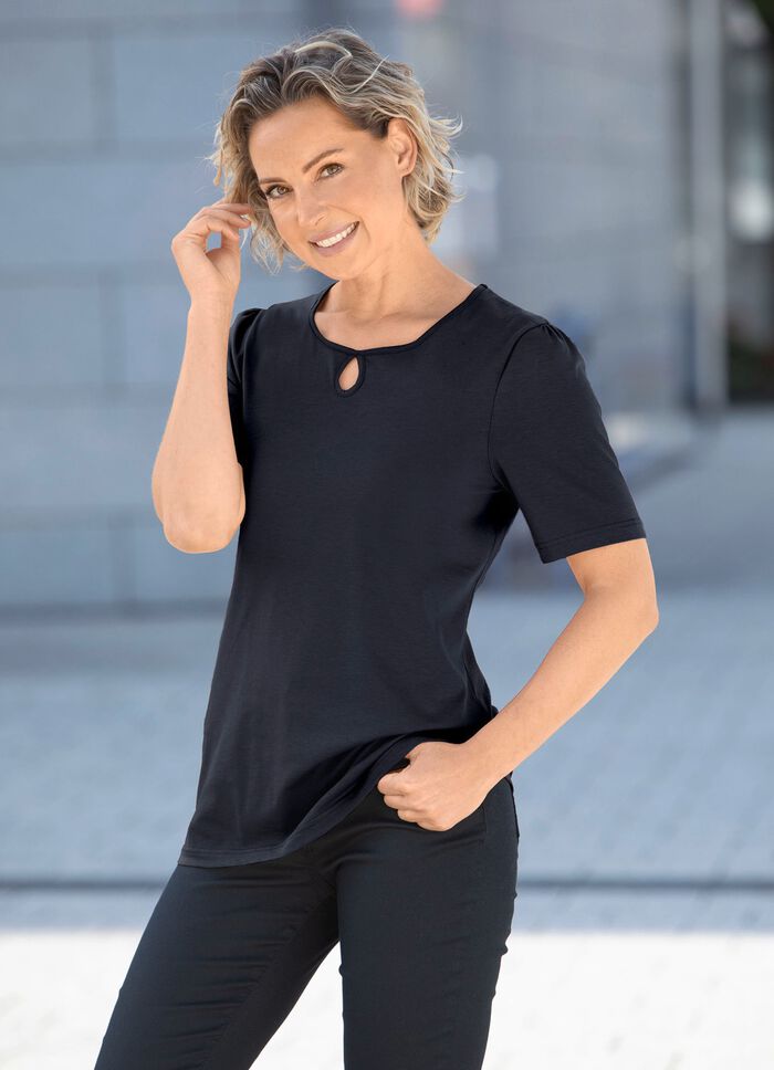 Shirt met decoratieve halslijn in 3 kleuren 