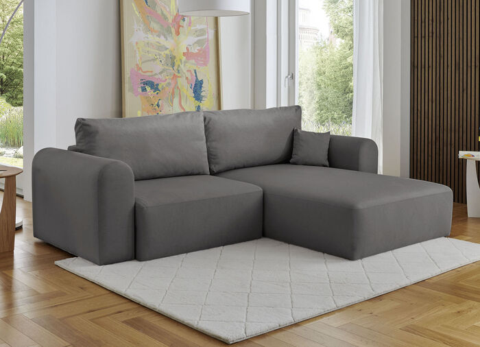 Gestoffeerde hoek met bedfunctie en decoratieve kussens GRIJS