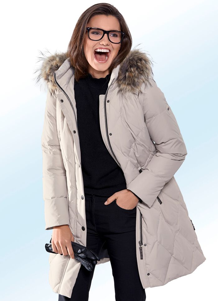 Korte donsjas met geruit stikpatroon, in 2 kleuren 