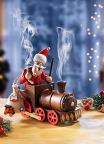 Wierookfiguur Kerstman in locomotief 