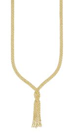 In een interessant ontwerp: Ketting met 3 rijen koord 