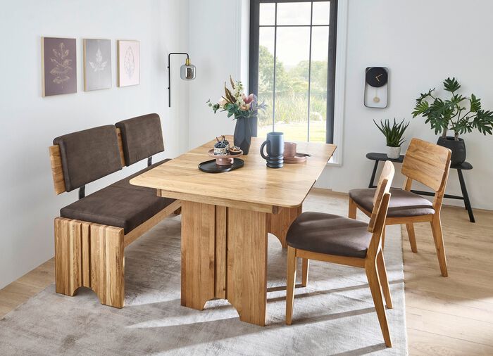 Bankstel met frame van massief, geolied eikenhout 