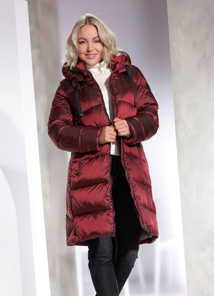 Functionele korte donsjas met capuchon 