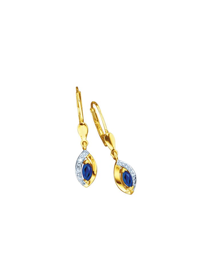 Oorbellen met echte saffieren en briljanten 