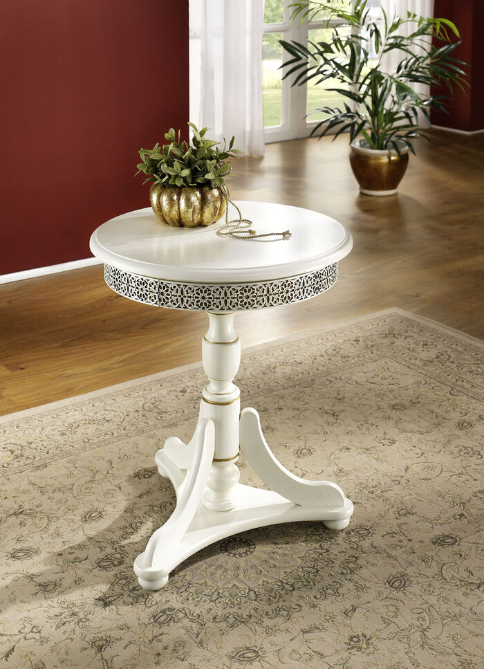 Bijzettafel met omringende decoratie WIT-GOUD