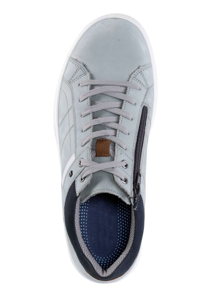 GINO GALANTE veterschoen gemaakt van nubuckleer met contrasterende biezen LICHTGRIJSBLAUW