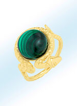 Slangendamesring met echt malachiet