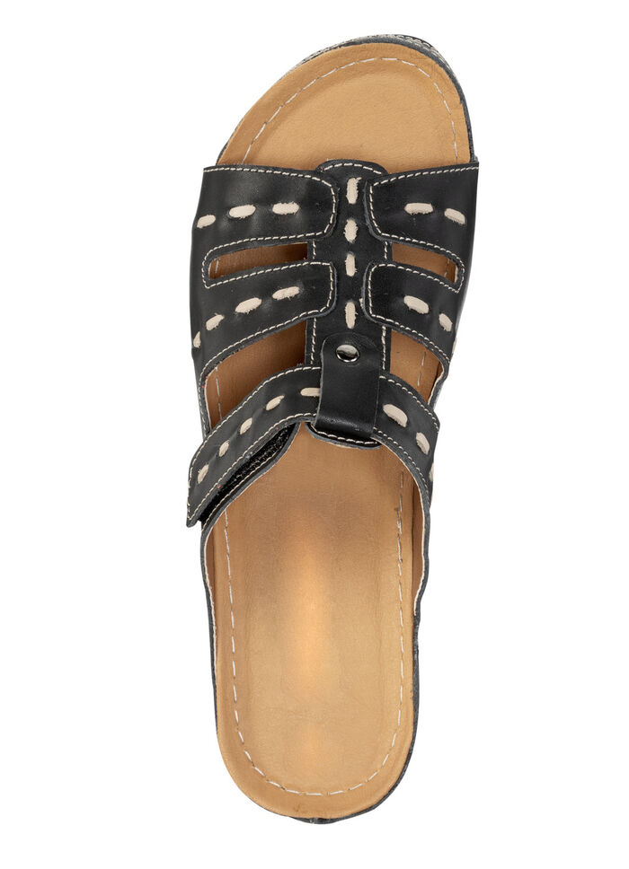 ELENA EDEN muiltjes van nappaleer met contrasterende details ZWART